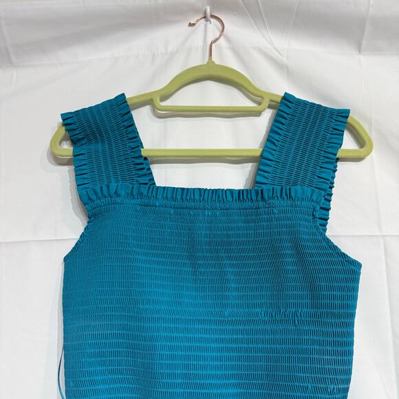 INC International Concepts Teal Smocked Peplum Top Sz M NWT - Picture 3 of 13